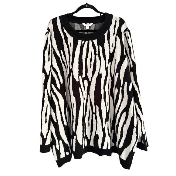 Terra & Sky 4x (28w-30w) Zebra Animal Print Sweater LS Classy - Picture 1 of 6